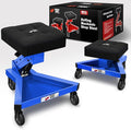 Mechanic Stool with Wheels, Hydraulic Adjustable Shop Stool on Wheels, Garage Work Rolling Chair for Workshop, 400 LBS Capacity, 4 Inch Casters, 360° Swivel Casters Roller Chair, Blue