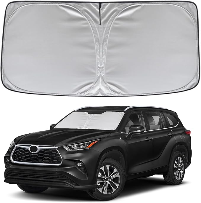 KAYZT Windshield Sun Shade for Toyota Highlander 2020-2025 2026 L LE XLE Limited Platinum Foldable Sunshade Front Window Custom Fit Accessories