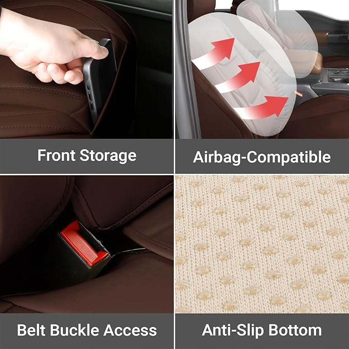 Coverland Custom Car Seat Covers Compatible with 2005-2021 Frontier King Cab, Crew Cab - Premium Leather Non-Slip Waterproof Cover Interior Protector Full Set-Dark Brown [See Size Chart-Size X116]