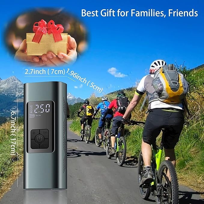 Tire Inflator Portable Air Compressor: Cordless Air Pump for Car Bike Motorcycle