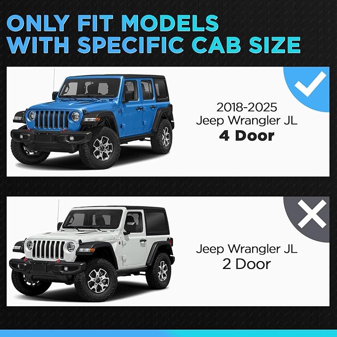 PZ 7" Running Boards Compatible with 2018-2025 Jeep Wrangler JL 4 Door, Matte Black Side Steps Nerf Bars