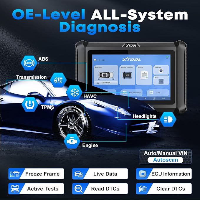 XTOOL D7S Bidirectional Scan Tool, 2025 OBD2 Scanner Diagnostic Tool with FCA AutoAuth, All System Car Scanner, 39+ Resets, ECU Coding, PMI, Upgrade of D7, Crankshaft Relearn, CAN FD/DoIP, 3-Yr Update