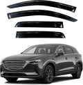 KPY Window Visor Compatible with Mazda CX-9 2016-2023 (CX9), 4PC Rain Guard Side Window Vent Deflectors Tape-On Style, 2016 2017 2018 2019 2020 2021 2022 2023
