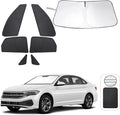 TINGLU Window Shades for Volkswagen VW Jetta 2019-2024 2025 Accessories Car Side Full Windows Triangular Windshield Sun Shade Sun UV Rays Privacy Protection 7PCS