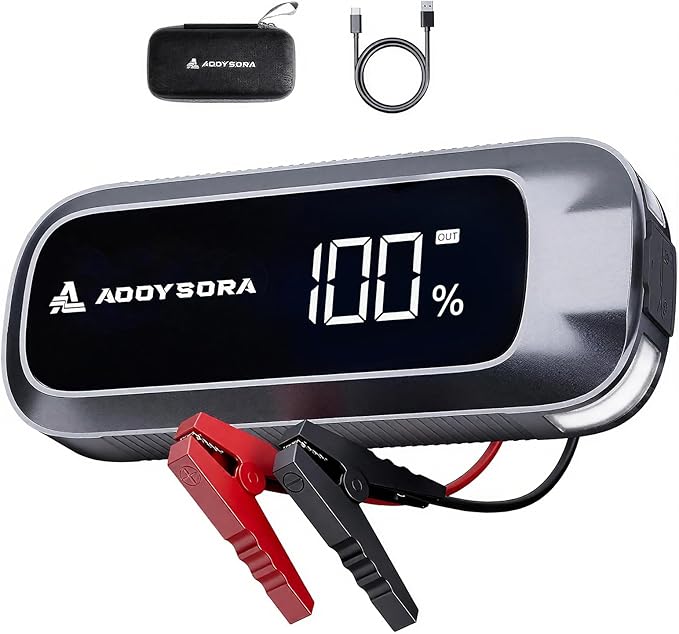 3000A Car Battery Jump Starter,16000mAh Jump Starter Battery Pack Up to 9.0L Gas & 7.0L Diesel, 12V Portable Car Jump Starter with LED Screen/3 Modes Flashlight/Jumper Cable