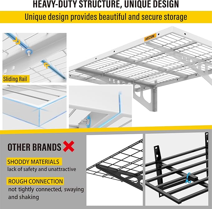 2x3ft 2Pack Wire Shelving Unit Heavy Duty Garage Storage Shelves Wall Mounted White 560lbs Load Capacity（24-inch-by-36-inch）