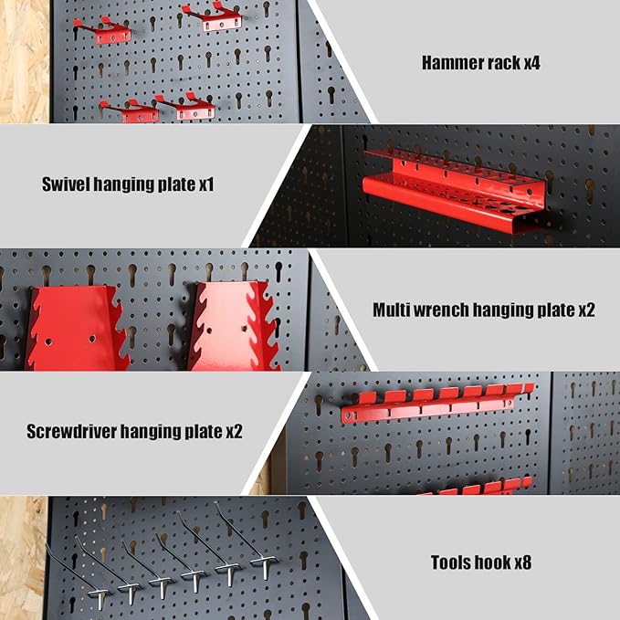 Prostormer Workbench, 47.25 inch Multipurpose Garage Worktable with Peg Board Hook Kit for Home, Garage, and DIY Projects