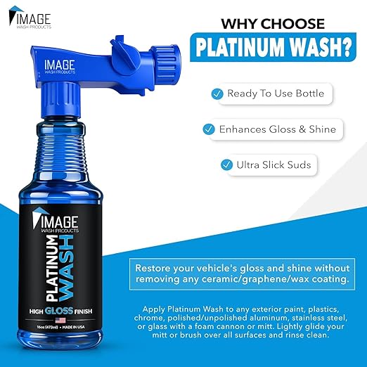 Image Wash Products - 16oz Platinum Wash Car Soap – Car Wash Foam Soap for Foam Cannon & Pressure Washer | High Gloss RV/Truck Wash Soap | Bubble Gum Scent, Detailer Grade Car Soap