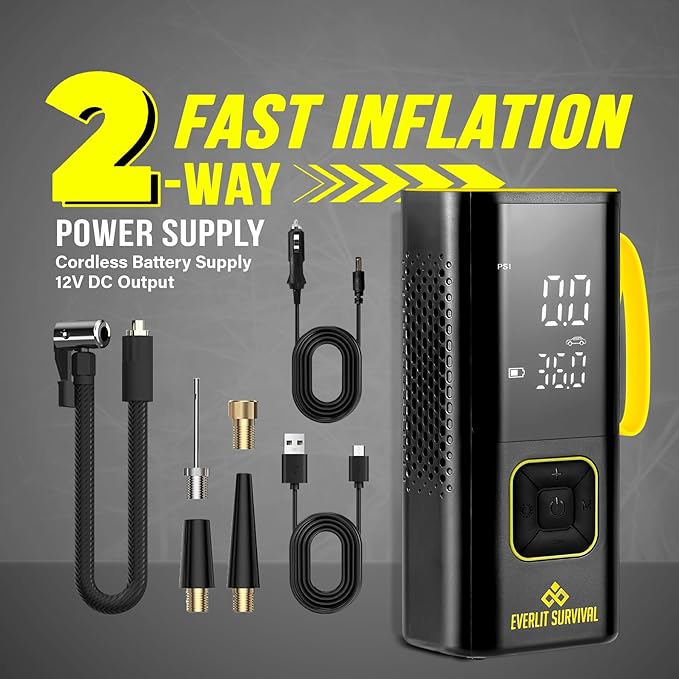 Tire Repair Kit with Air Compressor Car Emergency Kit with Universal Tire Plugs Repair Nails To Fix Punctures Roadside Assistance for Car Truck SUV Motorcycle ATV Tractor Trailer.