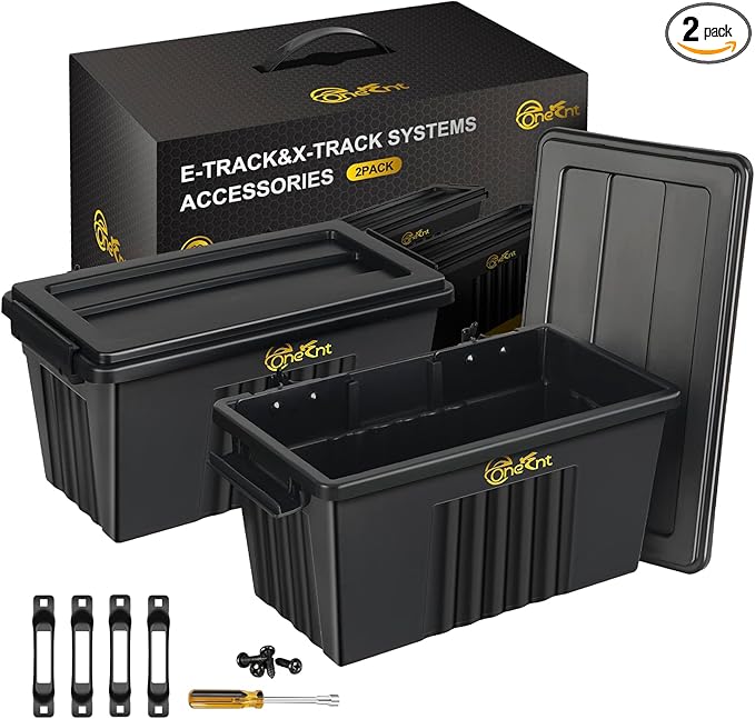 2 Pack E-Track Basket Storage Bin for E Track Accessories for Enclosed Trailer- System to Tool Organizer Workshop, Garage