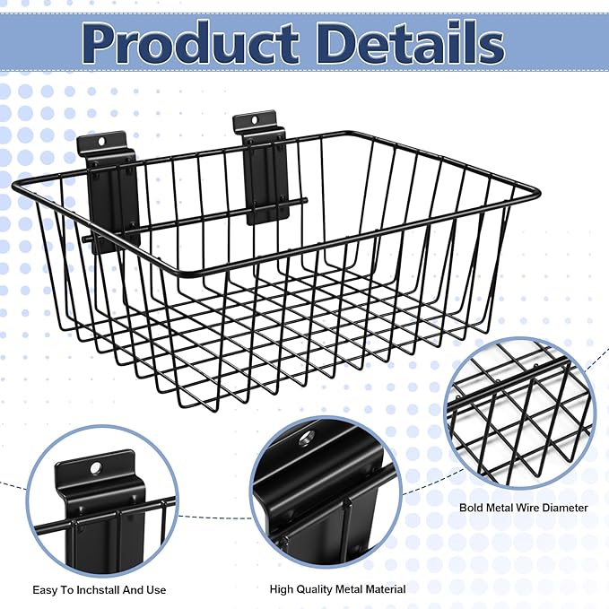 Polmart Heavy Duty Slatwall Basket, 2-Pack