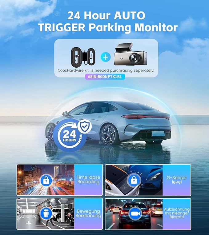4K+2K Dash Cam Front and Rear,Dash Camera for Cars,Built-in 64G Card,5G WiFi APP Control,HDR Night Vision,24H Parking Mode,Loop Recording,Support 512GB Max(4k+2k)