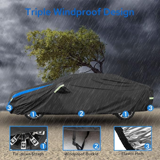 Avecrew Car Cover Waterproof All Weather for Automobiles, Outdoor Heavy Duty Full Exterior Covers for Sedans(178"-185")