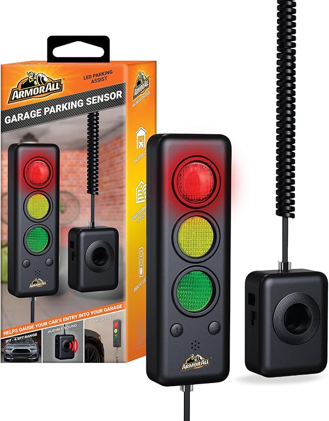 Armor All Advanced Garage Parking Aid with LED Light, Garage Parking Sensor with Color Changing Distance Indicator, Parking Sensor and Garage Stop Light Parking Aid for Safe Parking