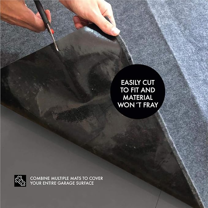 Large Garage Floor Mat, 2 Rolls (7.4’ x 8.4’ Each), Heavy Duty Waterproof Protector, Non-Slip Rubber Backing for Cars, Vehicles, Basements, and Home Gym