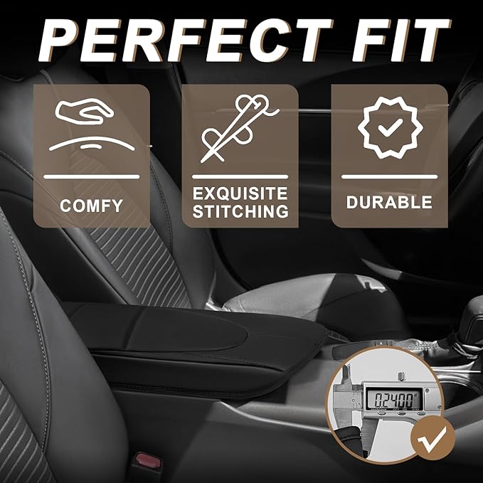 Muslogy Center Console Armrest Cover Compatible with Toyota Camry 2018-2024 Comfort Armrest Pad Arm Rest Cushion Vegan Leather Protector Regular Thick