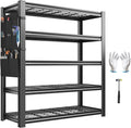 REIBII Storage Shelves, Heavy Duty Garage Shelving Load 2500LBS, 5-Tier Garage Shelves with Tool Storage Bag, Adjustable Industrial Metal Shelving for Basement, 66" H x38.2 W x16 D, Black