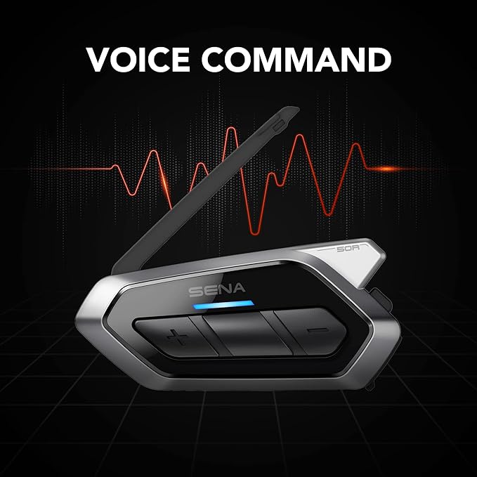 Sena 50R 3-Button Motorcycle Bluetooth Headset w/Sound by Harman Kardon Integrated Mesh Intercom System Premium Microphone & Speakers, Dual Pack
