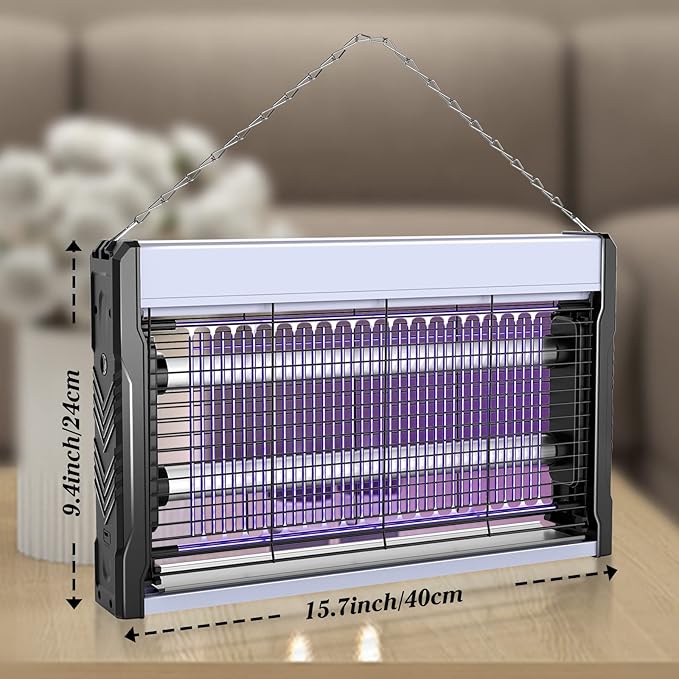PALONE Electric Bug Zapper 3200V Mosquito Zapper Killer Indoor Insect Killer with Hanging Chain Mosquito Trap with Removable Collection Tray USB Electric Bug Zapper Outdoor for Home Office (16 in)