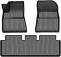 Powerty Floor Mats for 2024 2025 Tesla Model 3 Highland Accessories 1st & 2nd Row Liner Set All Weather TPE 3D Car Mats All-Weather Floor Liners