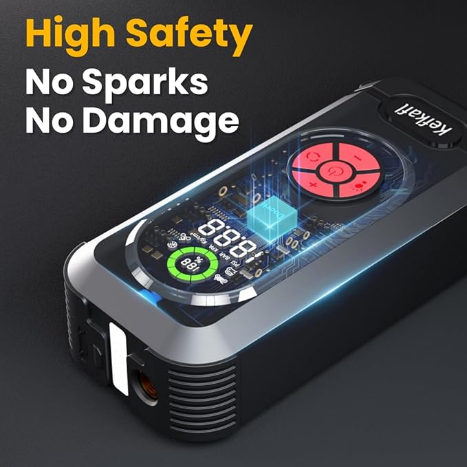 Jump Starter with Air Compressor, 4000A Car Battery Jump Starter Portable 150 PSI Tire Inflator Portable Air Compressor for Up to 10.0L Gas & 10.0L Diesel Engines, Flashlight, Jumper Cables