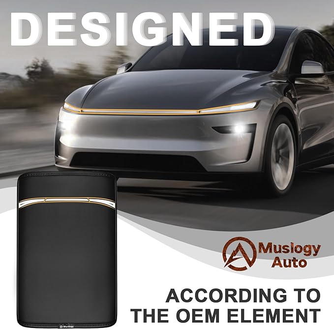 Muslogy Center Console Armrest Cover Compatible with Tesla Model Y Refresh 2026 Comfort Armrest Pad Arm Rest Cushion Vegan Leather Protector Regular Thick (25+ |Juniper| Black, Regular)