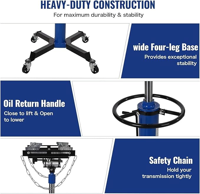 Transmission Jack 1322 LBS Hydraulic Telescoping 2-Stage Lift Jack Stand 33.8"-72.8" High Lift Transmission Jacks with Foot Pedal & 360° Swivel Wheels for for Garage/Workshop Car and Truck Repairs