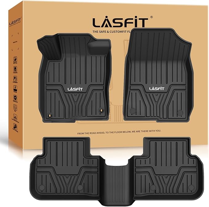 LASFIT Floor Mats for Honda Civic 2022-2025 2026 (Fits Rear Seats with or Without USB Ports) | for Acura Integra 2023-2025, All Weather Car Floor Liners, 1st & 2nd Row, Black