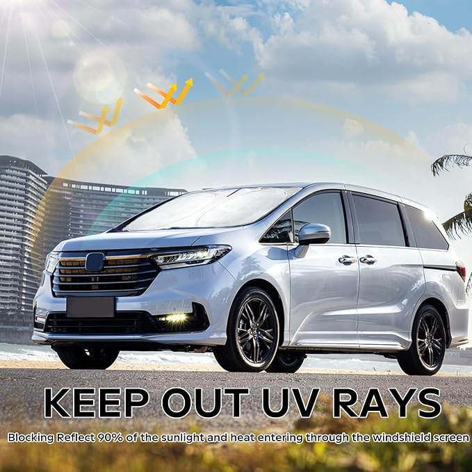 for Odyssey 2026 Windshield Sun Shade Foldable Sunshade fit for Honda Odyssey 2018-2024 2025 LX,EX,EX-L,Touring,Elite Minivan Windshield Cover, Front Window Shield 210T Sun Visor Car Accessories
