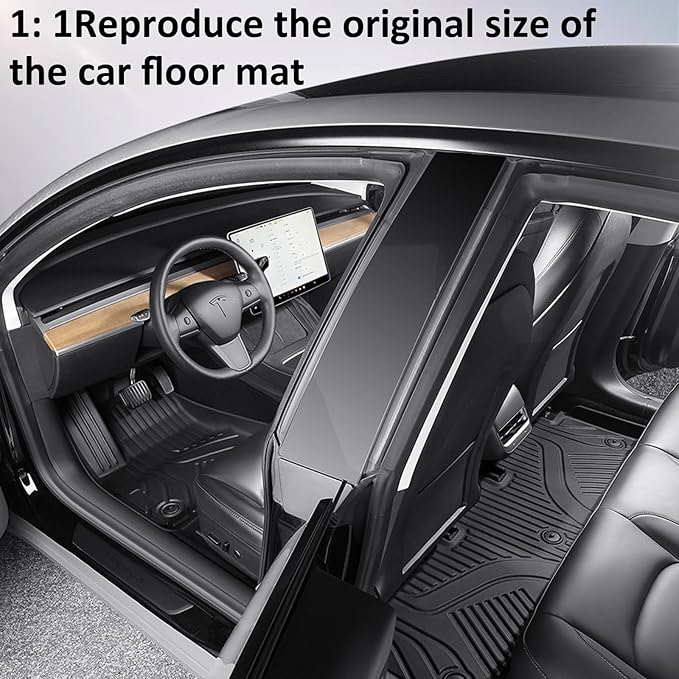 Car Foot Mats for Tesla Model Y with 4 TPE Materials On The Front and Rear Rows Suitable for All Weather Conditions Suitable for Model Y 2020-2024