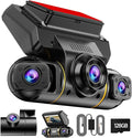 LAMTTO Dash Cam Front and Rear Inside with Hardwire Kit for 24h Security Parking Monitor, 360 Degree View 4 Channel 1080P Dash Camera for Cars Left Right, IR Night Vision Dashcam, Free 128GB Card