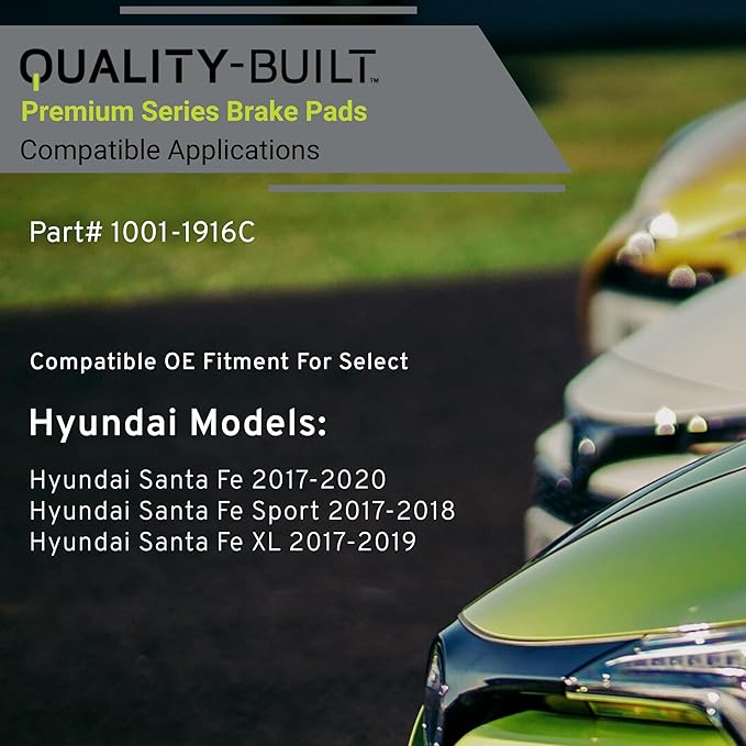 Premium Ceramic Rear Brake Pads (1001-1916C) Compatible with Hyundai Santa Fe 2017-2020, Hyundai Santa Fe Sport 2017-2018, Hyundai Santa Fe XL 2017-2019