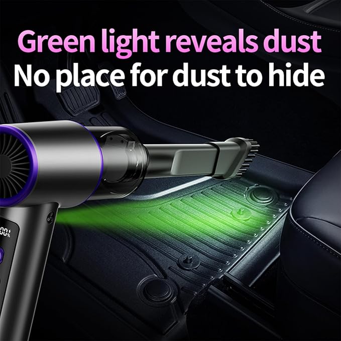 Aihoye Car Vacuum Portable Cordless, 17000PA Mini Vacuum Cleaner with Brushless Motor, 4-in-1 Air Duster & Air Blower & Pump Hand Held Vacuum Cleaner for Car, Home, Office, Camping, Pet, Auto