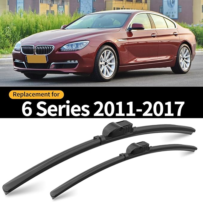Front Windshield Wipers, 2-Piece Set for BMW 6 Series 640i 650i 2011 2012 2013 2014 2015 2016 2017 - Automotive Replacement Front Wiper Blades for Car Window