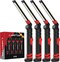 Rechargeable Work Light 2500mAh Magnetic LED Work Light Flashlight Mechanic Light Tool Gifts for Men Him, Foldable Lamp with Hook for Car Repair Emergency BBQ Grill (4 Pack)