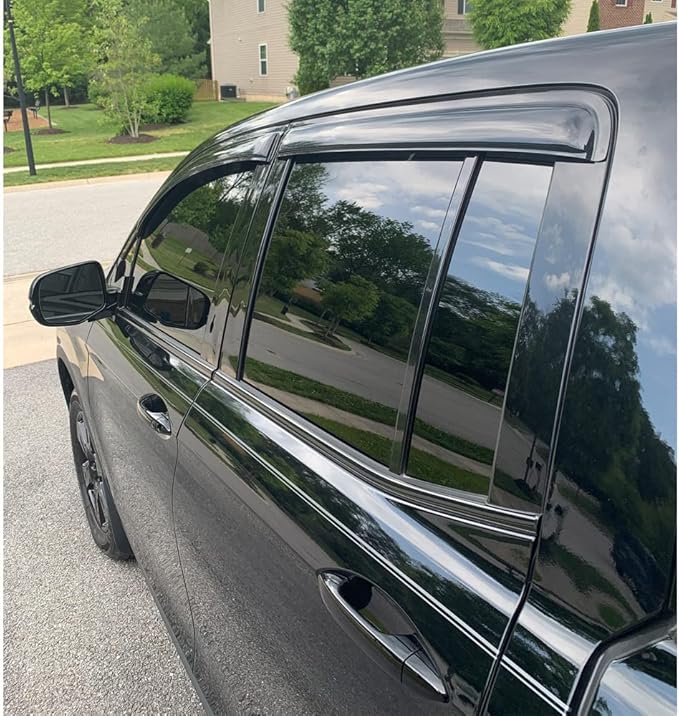 94276 Sunproof Waterproof Side Window Wind Deflector, 4pcs Protective Replacements Rain Guards, Window Visor fit for 2017 2018 2019 2020 2021 2022 2023 2024 Honda Ridgeline