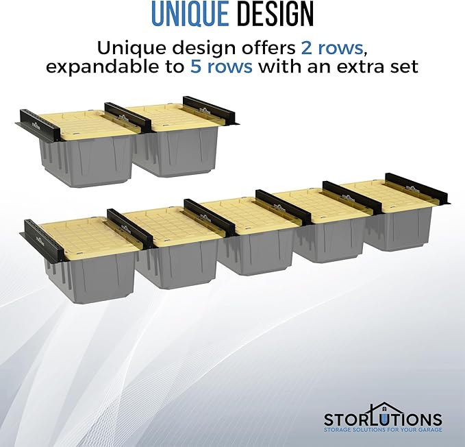 Heavy Duty Adjustable Ceiling Mount Garage Shelving for 16"-24" Stud Spacing, Ideal for Garage Storage and Home Organization Solutions