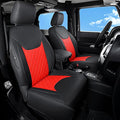 GIANT PANDA Customized Full Set Car Seat Covers for Jeep Wrangler 2 Door JK Sport Sahara Rubicon Freedom Willys Wheeler 2013 2014 2015 2016 2017, Faux Leather - (Black+Red)