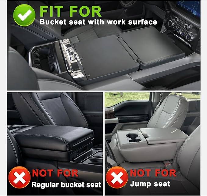 Muslogy Center Console Armrest Cover Compatible with Ford F-150 F150 2021-2025 Comfort Armrest Pad Arm Rest Cushion Vegan Leather Protector 1-Inch Extra Thick(WorkSurface ONLY)