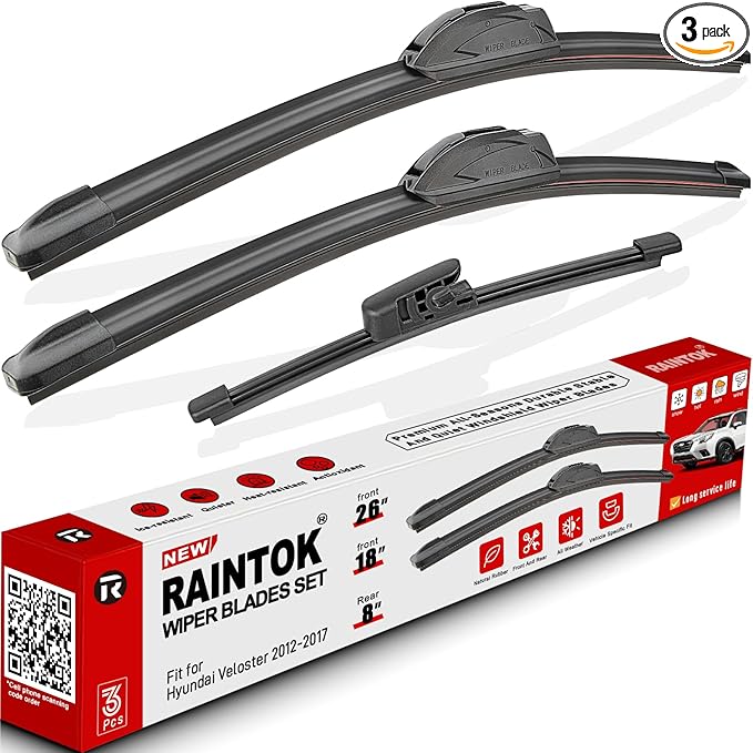 Windshield Wiper Blades Replacement for Hyundai Veloster 2012 2013 2014 2015 2016 2017 Original Factory Quality Front Rear Wipers Blade Set for My Car - 26" 18" 8" (Pack of 3)