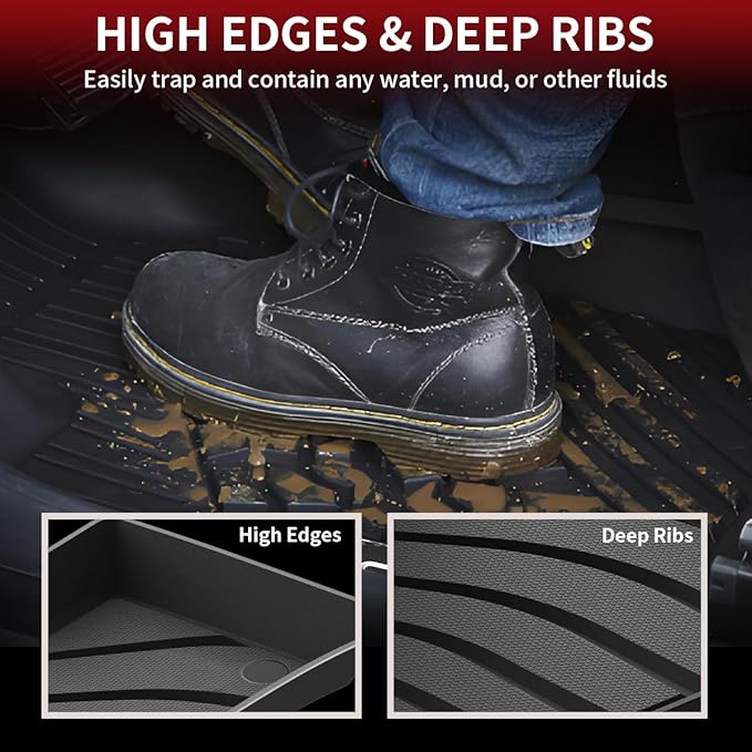 LASFIT Floor Mats for Porsche Macan 2014-2025 All Weather Floor Liner TPE Custom Fit Car Mats for Porsche Macan 1st & 2nd Row Rubber Mats, Black, Easy to Clean