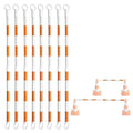 8-Pack Retractable Traffic Safety Cone Bar - 4Ft to 8.8Ft Expandable - PVC Extendable Barricade with Reflective Strips - for Road Construction, Parking-Cone Not Included
