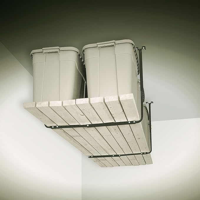 80844-10 34 in. x 26 in. Adjustable Garage Ceiling Mount Storage Rack Kit - Hammertone