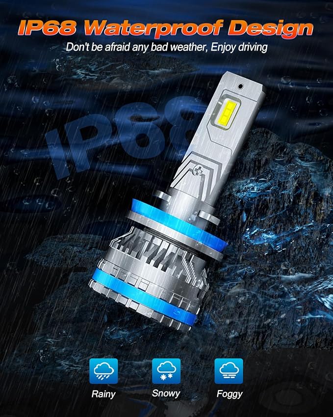 FAHREN H11 Fog Bulbs, Upgraded 120W 60000LM H8/H9 Bright Lighting Bulb, 6500K Cool White IP68 Waterproof,Quick Installation, Pack of 2