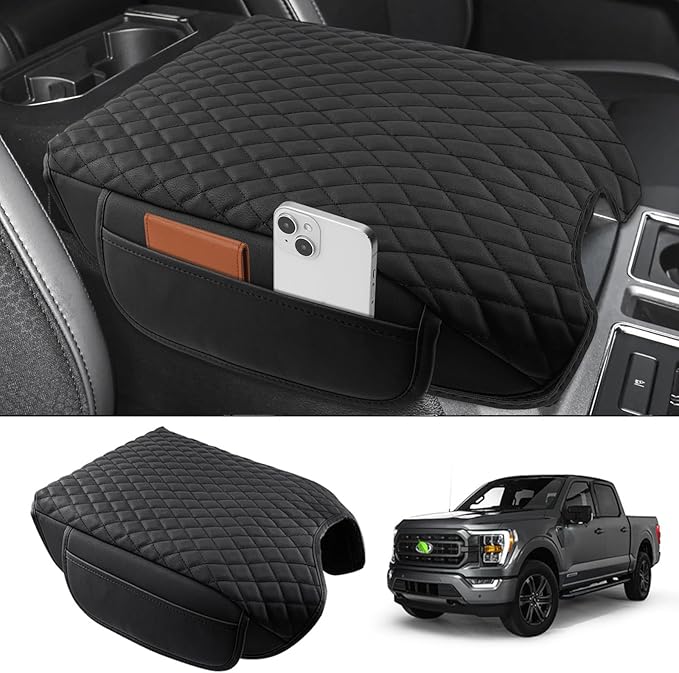 Shademax Custom Fit for Center Console Cover 2015-2020 Ford F-150 F150 / 2017-2022 F250 F350 F450 /2018-2024 Expedition Accessories Armrest Cover Cushion Pad Armrest Seat Box Protector