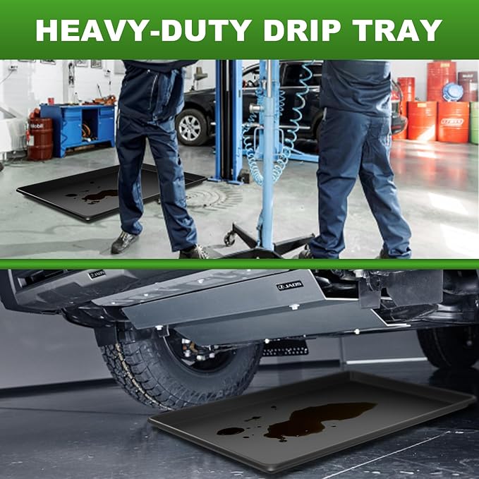 3 Pcs Extra Large Oil Drip Pan for Under Car - 35.4 x 24 x1.6 Inches, Hard Plastic Auto Oil Drip Tray, Oil Catch Pan Replacement Tray to Keep Garage Floor Show Room Driveway Safe and Clean
