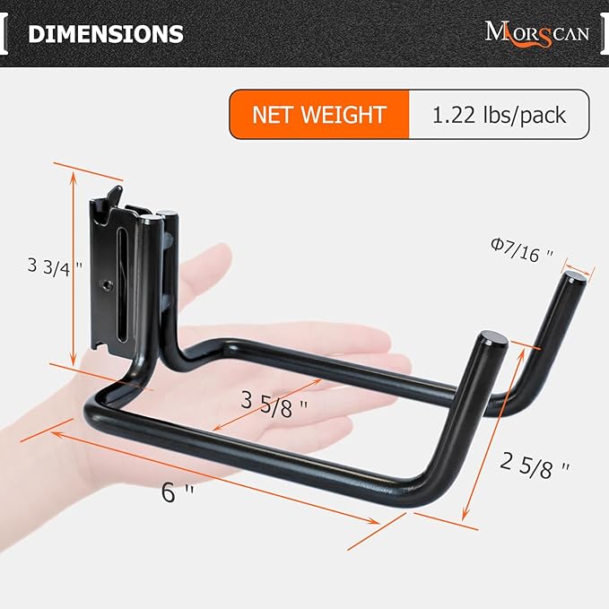 10 Pack E Track Double J Hooks, Heavy Duty Black Large Steel Shovel/Tool Hanger for Store Long Handled Tools, E Track Tie Down Accessories for Trailers, Trucks, Garden Tools Organizers Storage