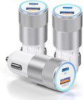 3-Pack Car Charger, Ancekoy 38W Dual Port Fast Charge PD & QC 3.0 Car Adapter Cigarette Lighter USB Plug for iPhone 16/15/14/13 Pro Max, iPad, Galaxy S25/S24/S23 and More (White)