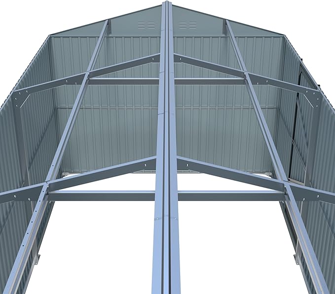 LANTRO JS 13x20ft Outdoor Storage Shed, Metal Storage Shed, Heavy Duty Large Metal Garage Shed with 2 Doors and 4 Vents