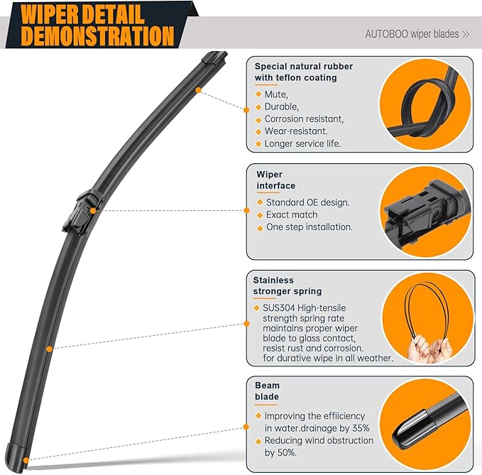 AUTOBOO 26"+14" Windshield Wipers with 10" Rear Wiper Blades Replacement for Chevrolet Trax 2013-2021 2022 2023,Buick Encore 2013-2022,Opel Mokka 2012-2020 -Original Factory Quality (Pack of 3)